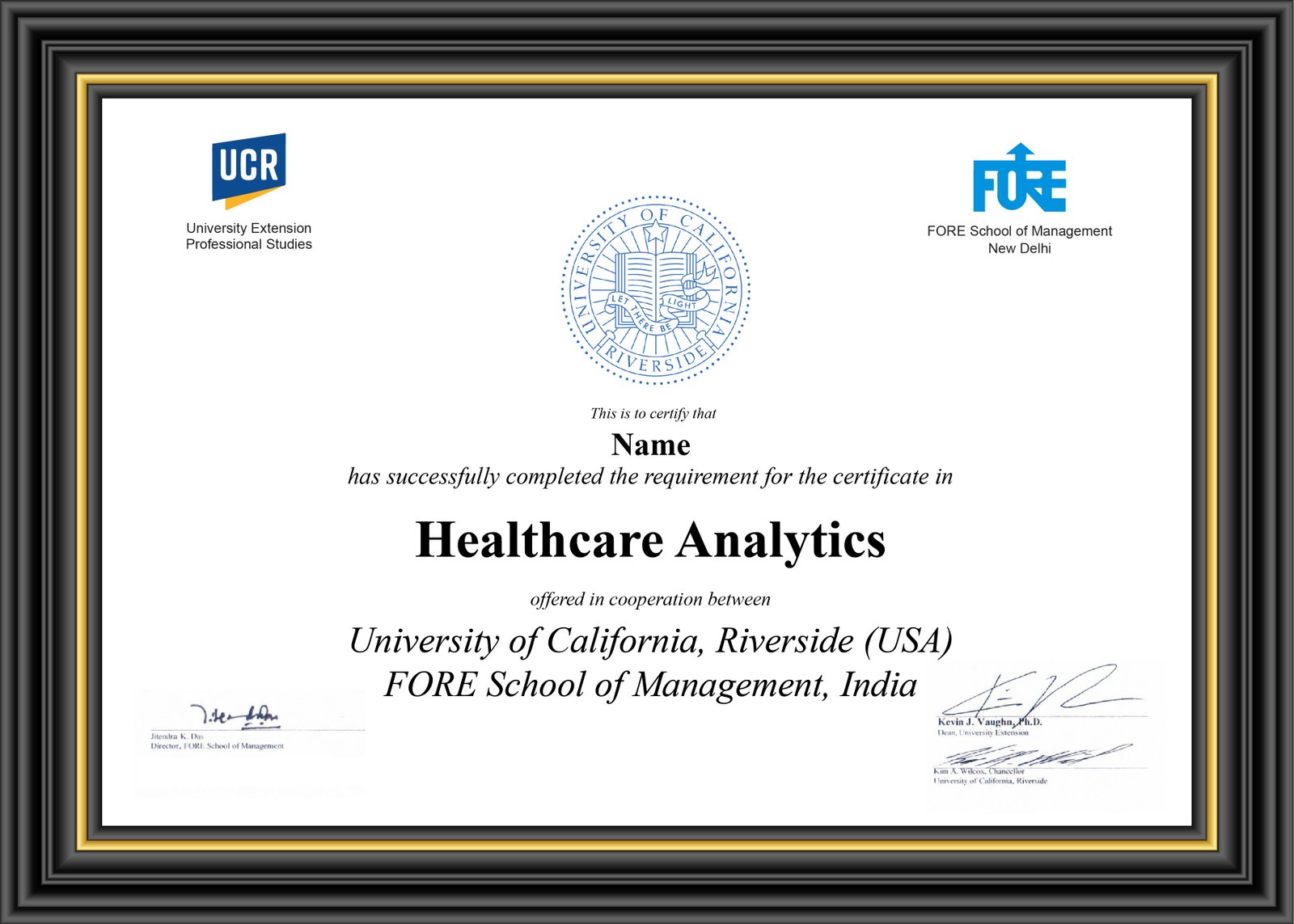 FORE Certificate Sample