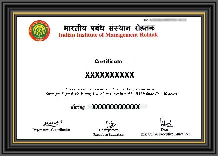 IIM Rohtak Certificate Sample